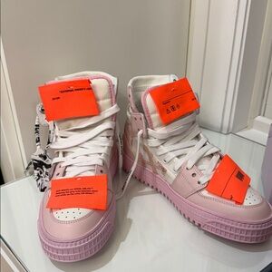 OFFWHITE court leather white pink High-Top Sneakers